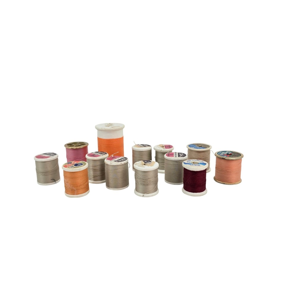 Vintage Sewing Thread Lot Talon Lily JP Coats Mercerized Cotton Mixed 13pc
